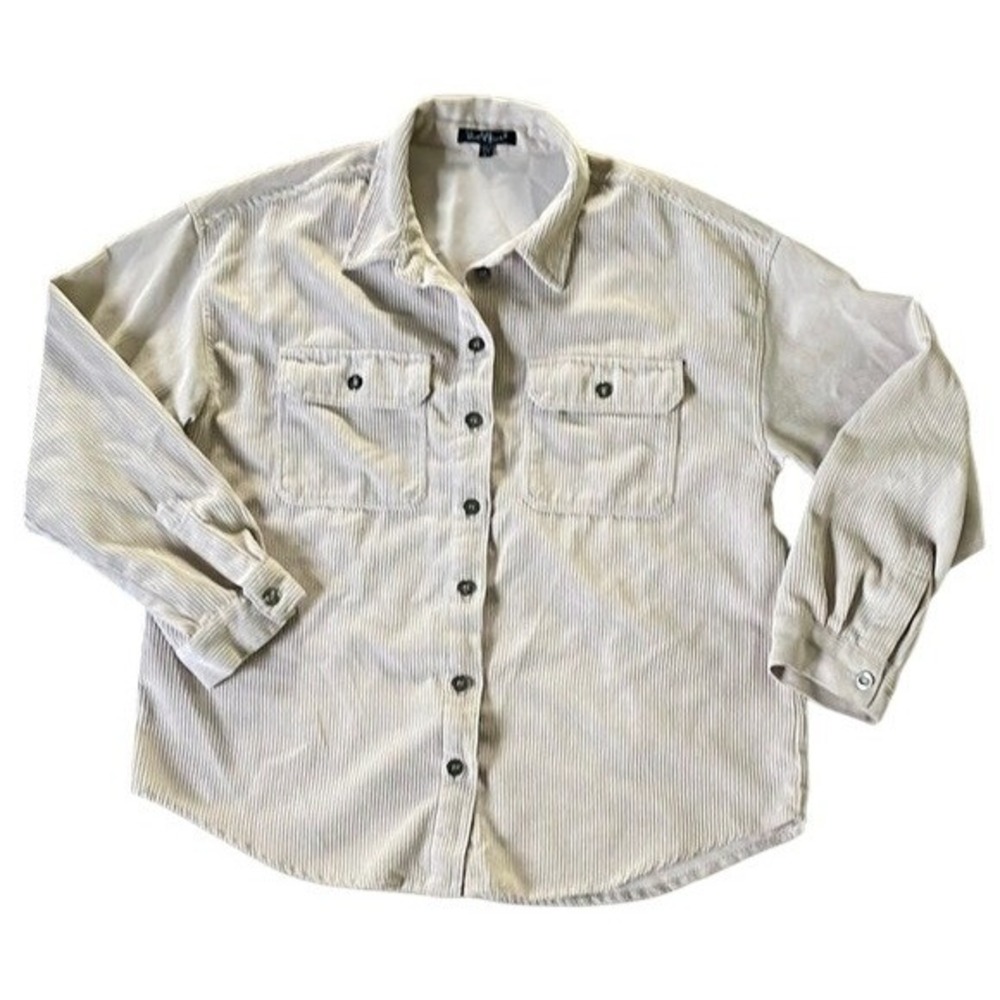 Velvet Heart Cream Corduroy Button Down Shirt Jacket Beige Large 4AI-22769